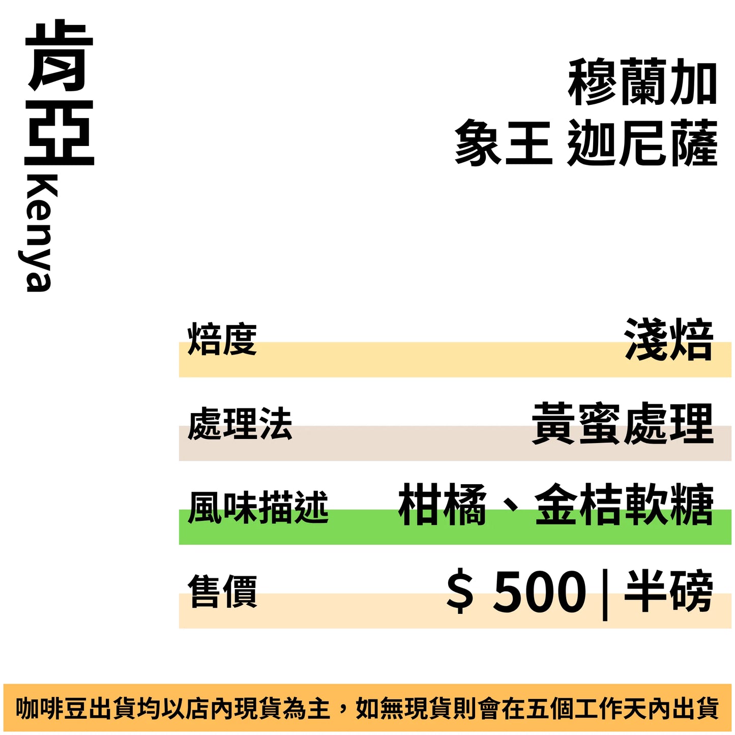 肯亞 穆蘭加 象王 迦尼薩 黃蜜處理