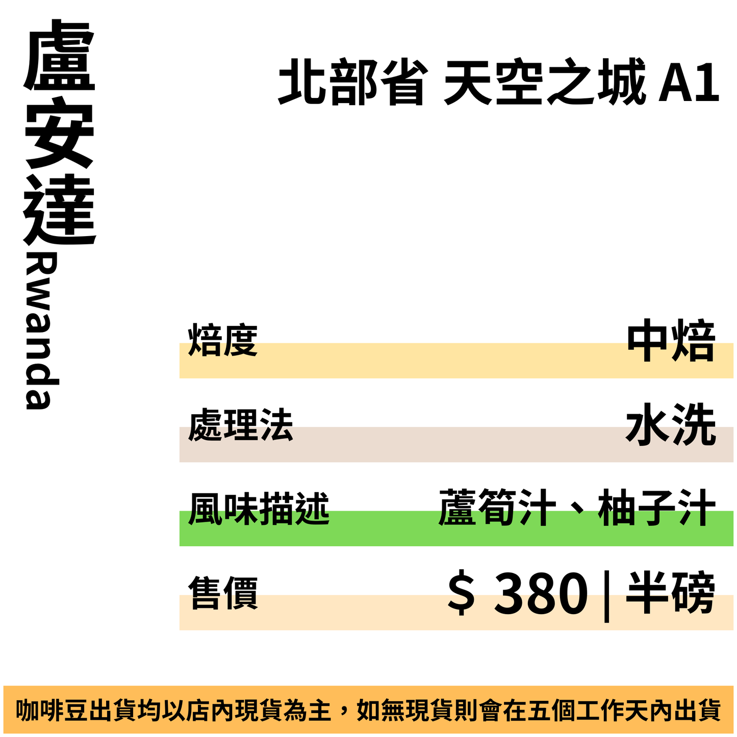 盧安達 北部省 如霖朵 天空之城 水洗 A1