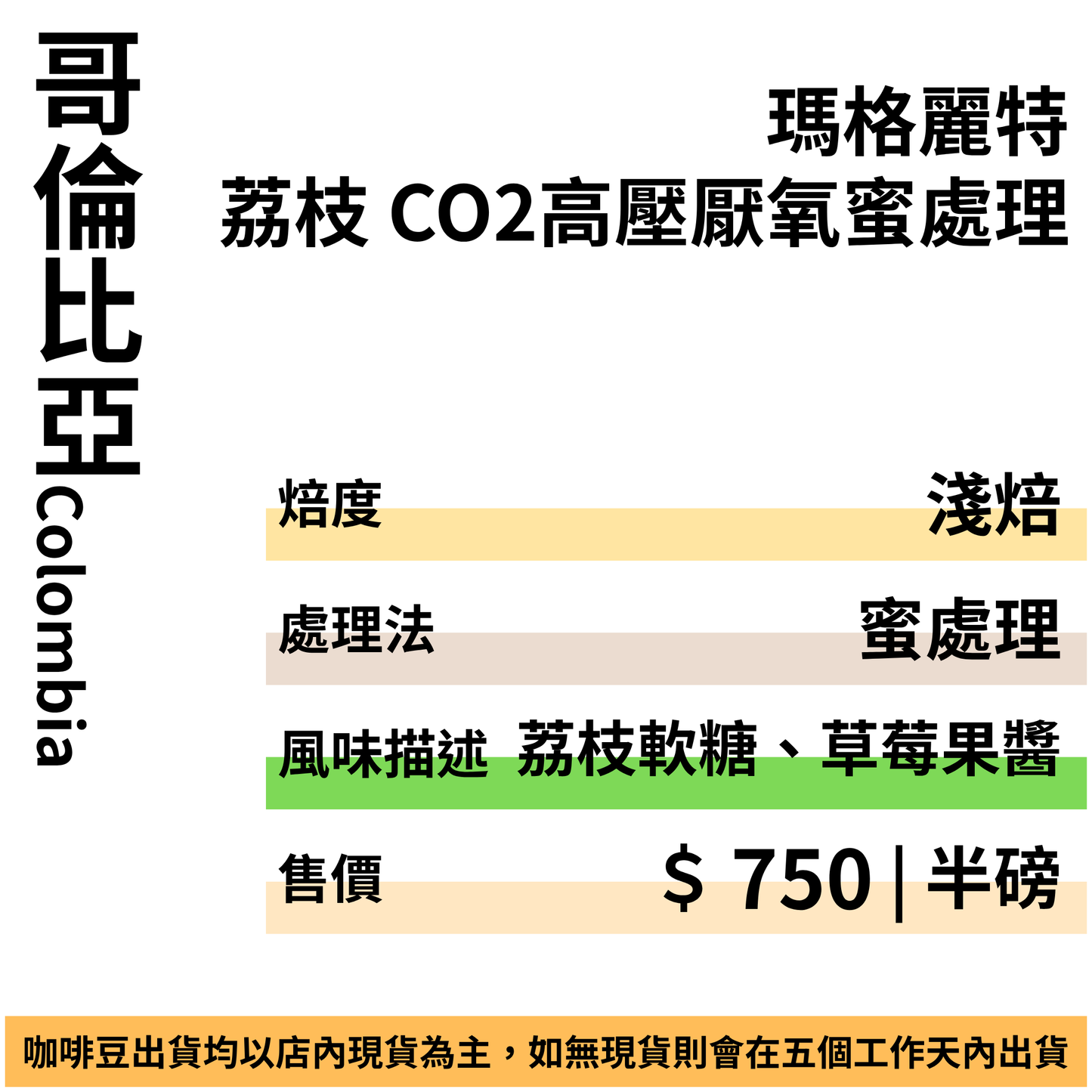 哥倫比亞 瑪格麗特 荔枝 CO2高壓厭氧蜜處理